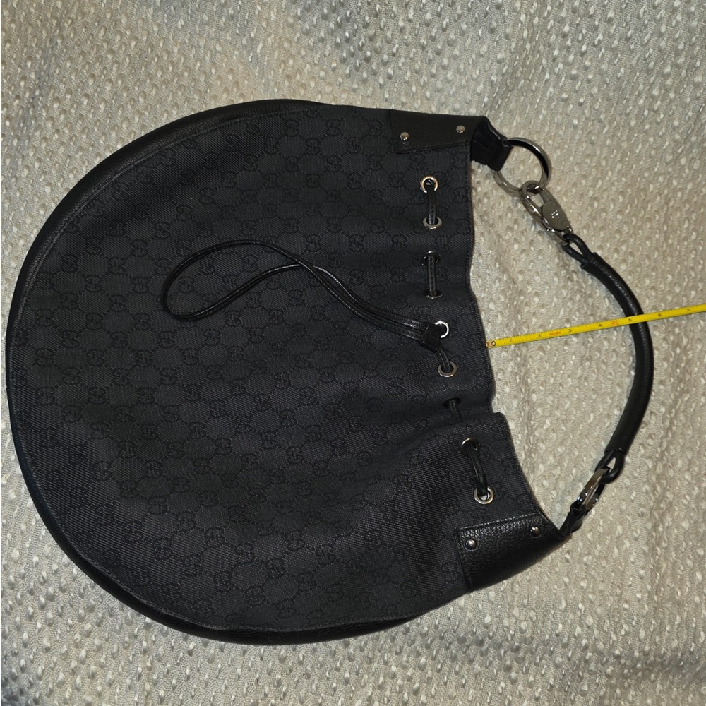 Authentic GUCCI black denim crescent shoulder bag - Picture 6 of 16